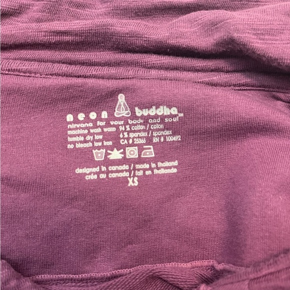 Neon Buddha Purple Ruffle Neck Button Up Jacket, size XS - Picture 8 of 12